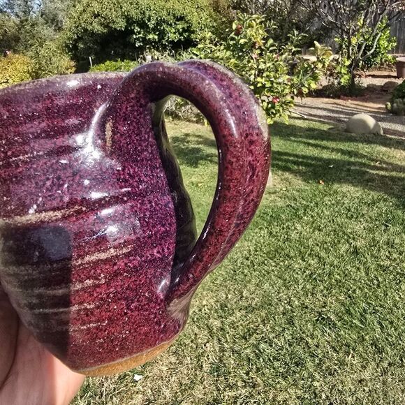 Handcrafted Ceramic Face Mug - Purple Signed Rogers - Picture 6 of 8